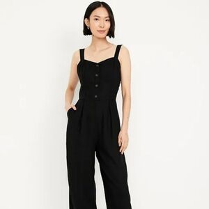 Old Navy Button - Ftont linen - blend cami jumpsuit size M long